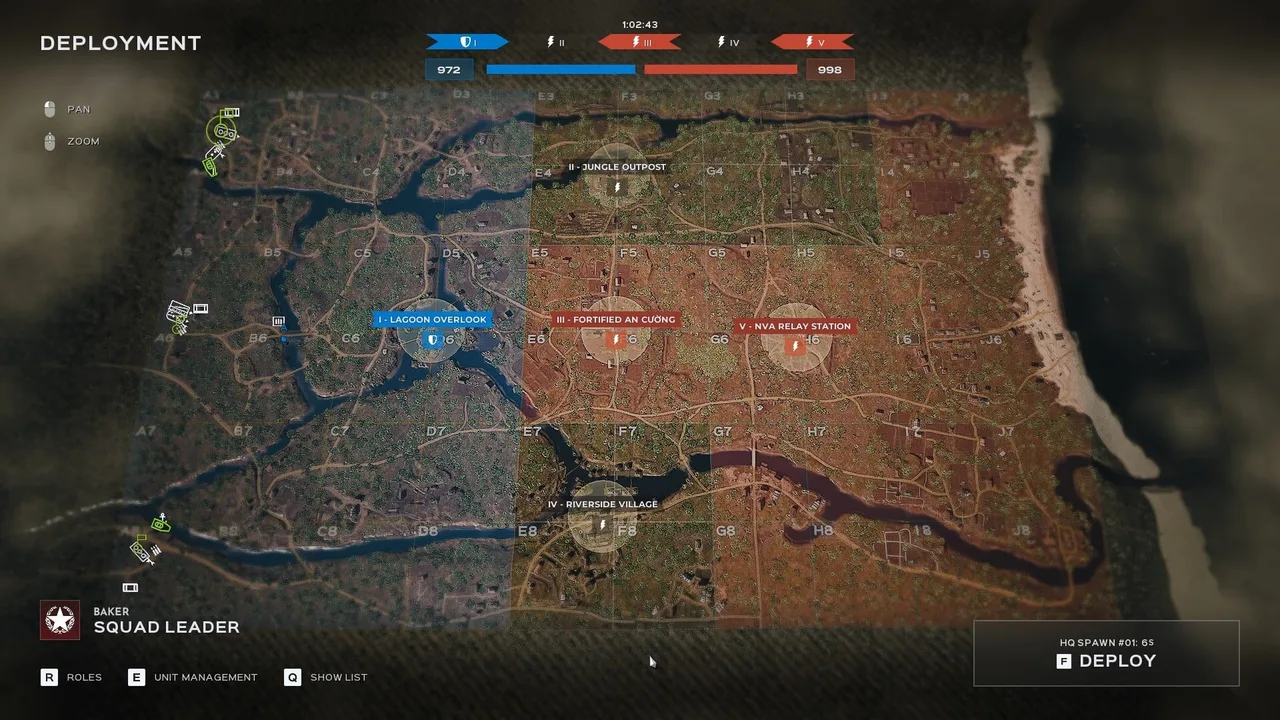 Official Conquest tactical map showing cross-shaped objectives on Vạn Tường