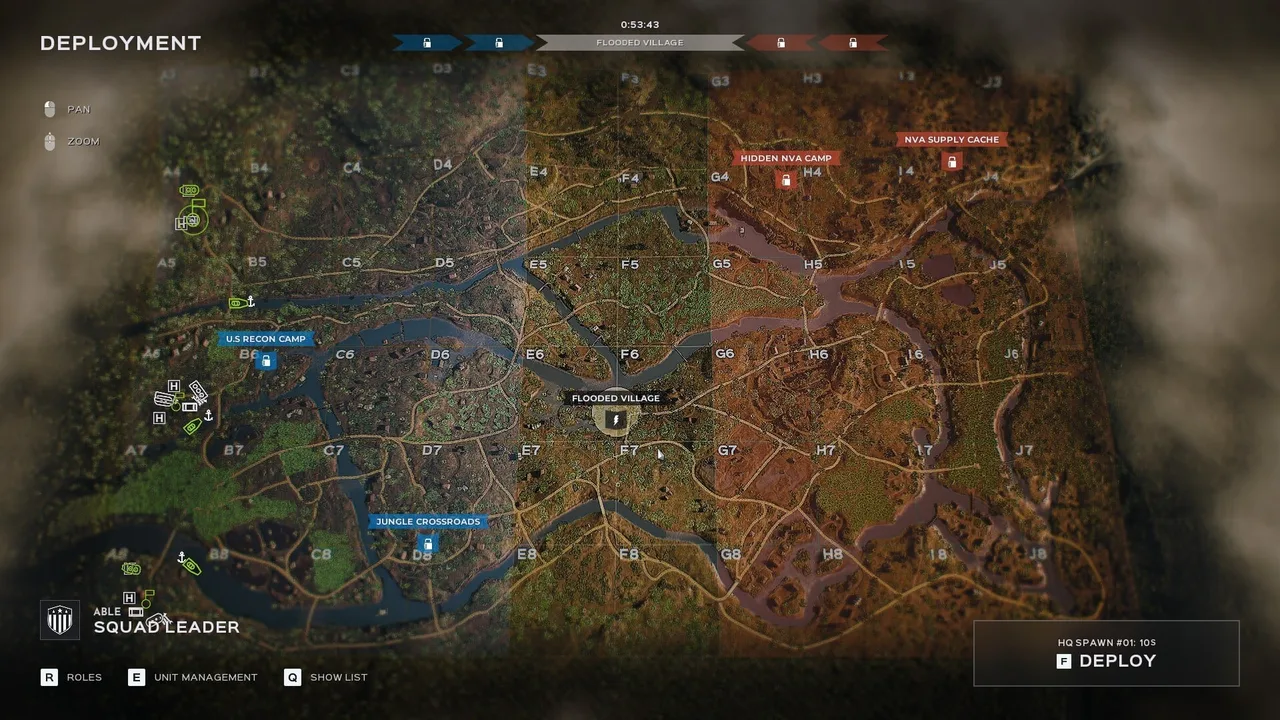 Official Warfare tactical map showing a five-sector front line on Quảng Ngãi